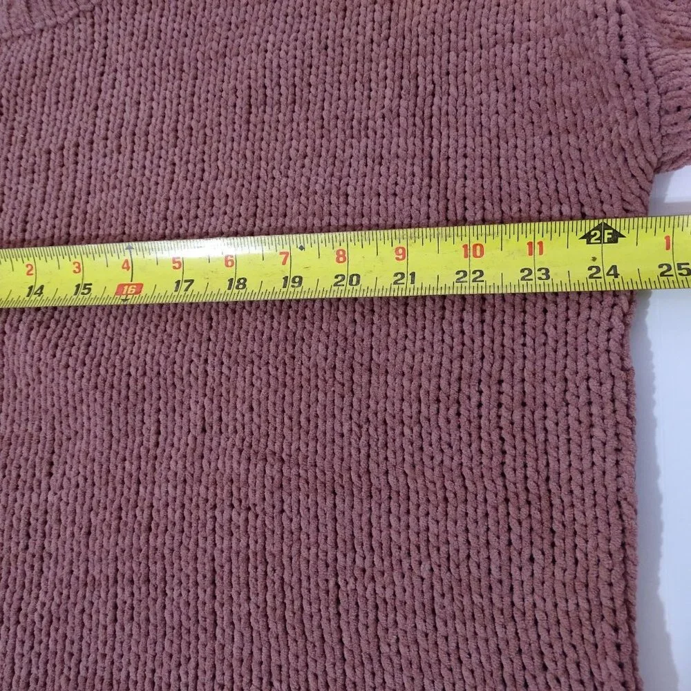 Cupio Mauve Pink Knit Sweater Womens Size XL Balloon Sleeve Open Knit Detail